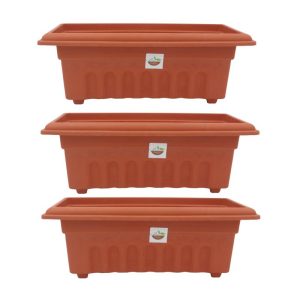 10 Inch Rectangle Plastic Pot - Terracotta Color